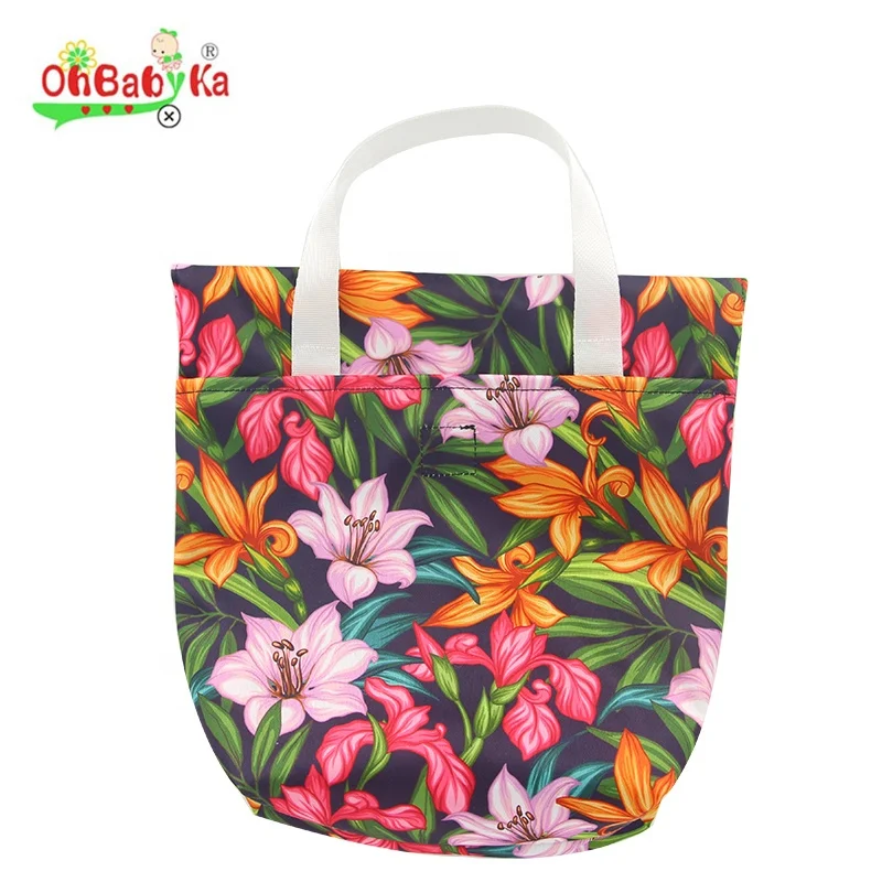 Ohbaby new pattern baby wet bag fashion baby diaper bag PUL Reusable Pockets mommy bag