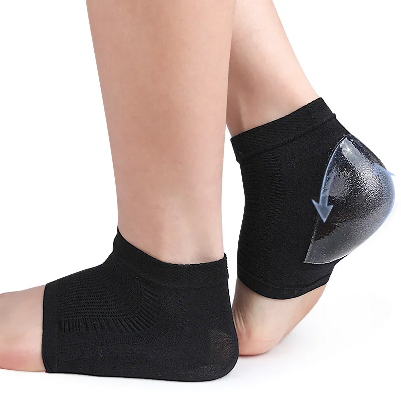 Compression Gel Achilles Tendon Heel Protector Open Toe Sleeve Socks for Bursitis Tendonitis Tenderness Plantar Fasciitis Braces