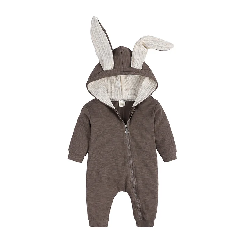 Hot sale baby rompers children stereoscopic rabbit ears hooded baby rompers knit baby clothes newborn