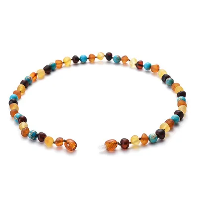 Natural Stone Baltic Ember  Necklace for Baby Turquoises Ember  Beads Necklace Bracelet Ember  Jewelry for Kid