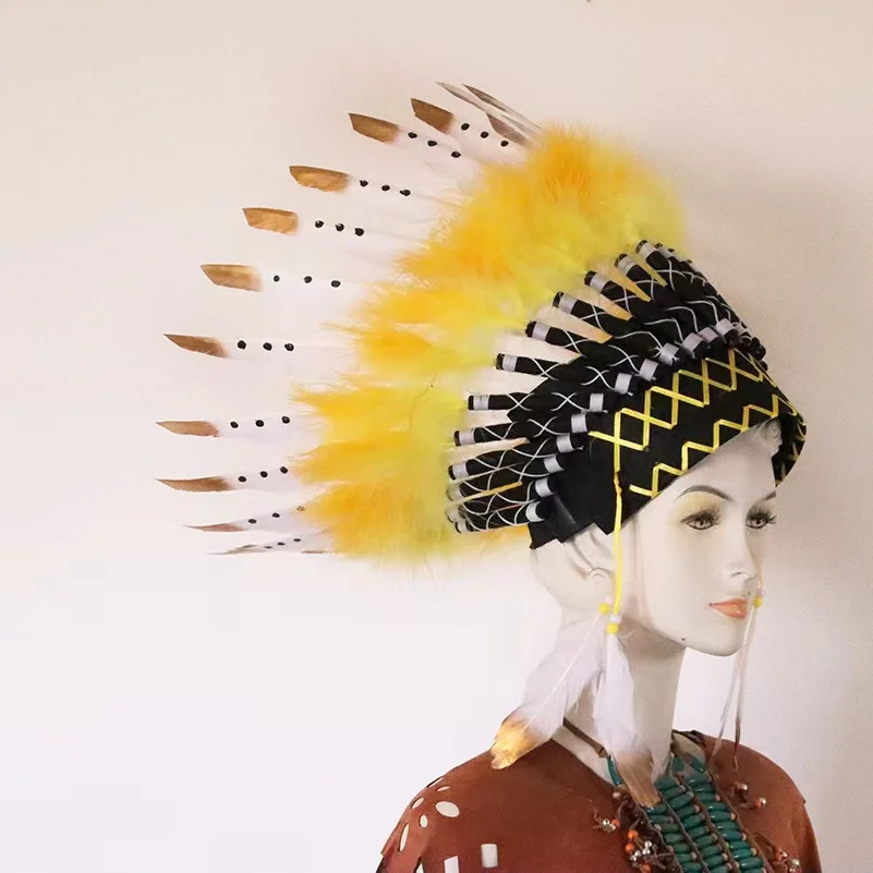 Hot sale Headdress Headband feather headdress Savage chief hair headwear stage performance photography runway props