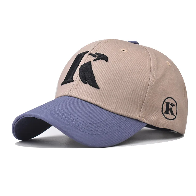 New Four Seasons two-tone  Cotton Baseball Hat for Men and Women Cotton K Letter Embroidered sport sun visor hats
