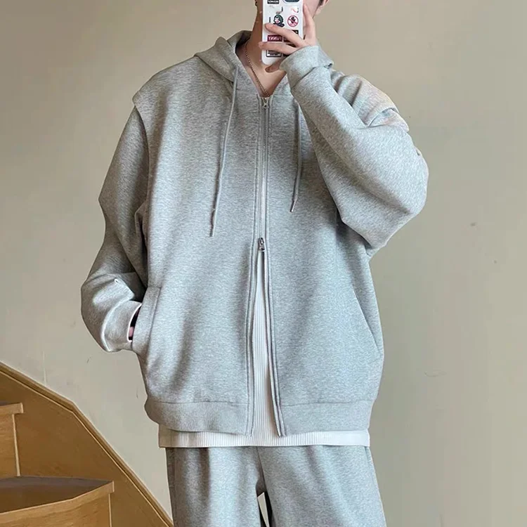 Wholesale Unisex 100% Cotton Casual Tracksuits For Men Factory 2 Pieces Of Double Zipper Jogging Suit Custom Sportswear