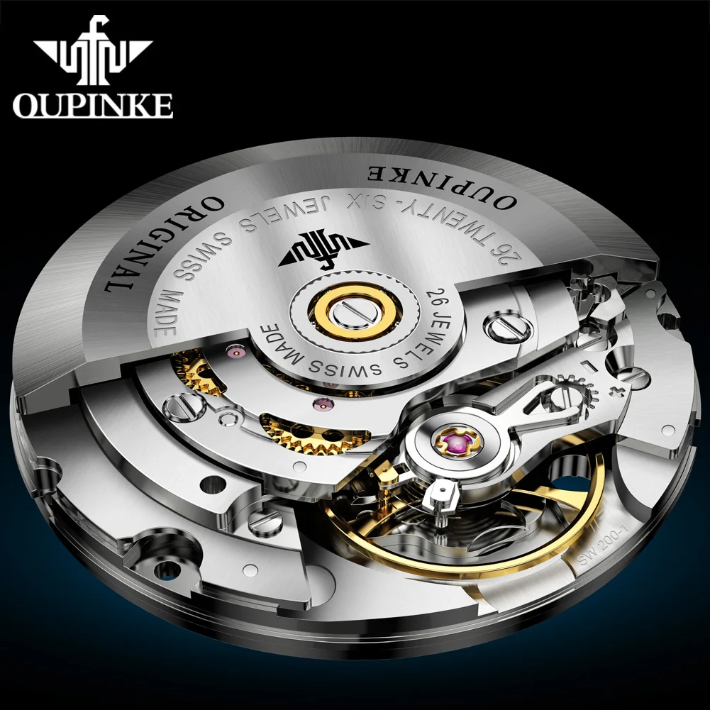 Oupinke 3269 оригинальные Роскошные ультратонкие Мужские автоматические механические тонкие с датой Брендовые мужские наручные часы кожаным