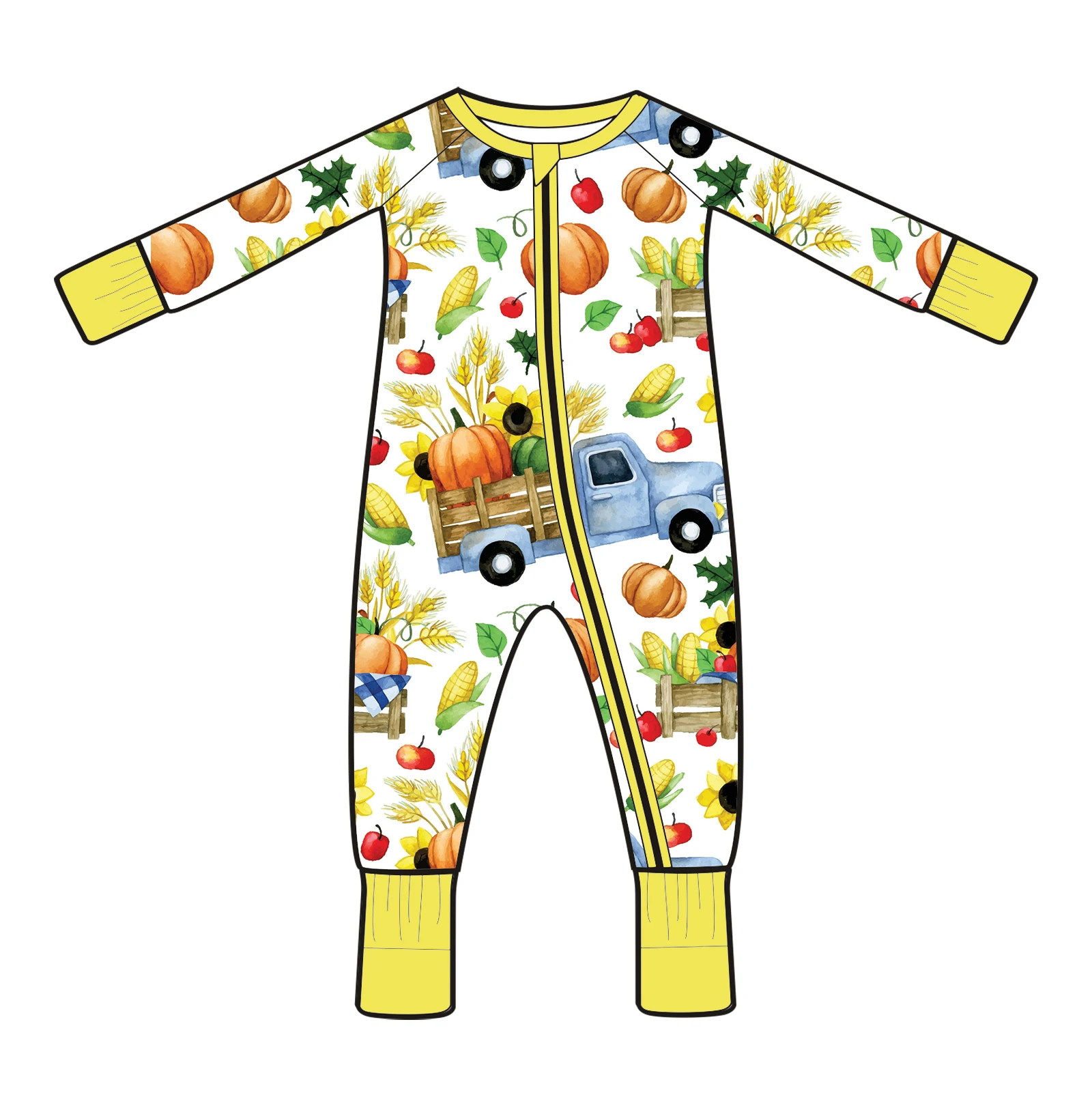 Custom Print Zippy Bamboo Viscose preemie Jumper suit Pajamas Newborn Sleepers Baby Stride Zipper Rompers