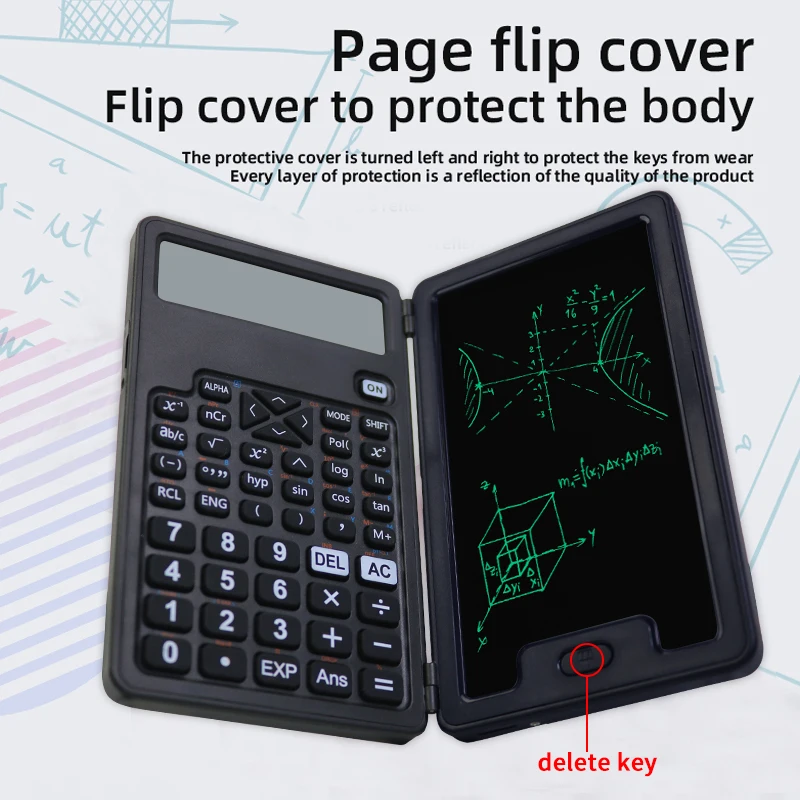 Mini folding doodle board multifunction Pockets calculator writing pad science drawing  LCD tablet digital kids education