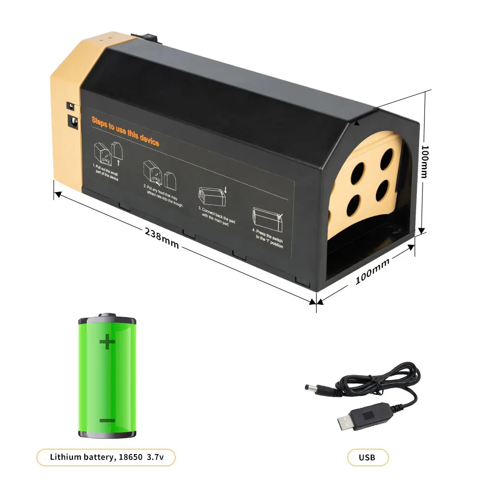 Indoor High Voltage Plastic Electronic Rodent Traps,Smart Electric Shock Mouse Trap Multi Rat Killer Chipmunk Mice Zapper