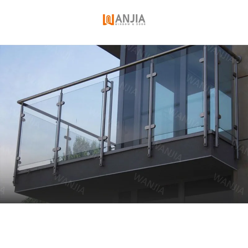 Customized Villa Exterior Tempered Glass Guardrail Aluminum Railing Stainless Steel Frameless Glass Railing Glass Railing