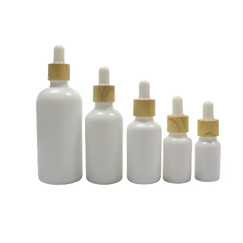 Luxury 2oz 10ml 30ml 50ml 100ml Empty Essential Oil Eye White Porcelain Glossy Glass Dropper Bottle With Pipette Gold Screw Lid