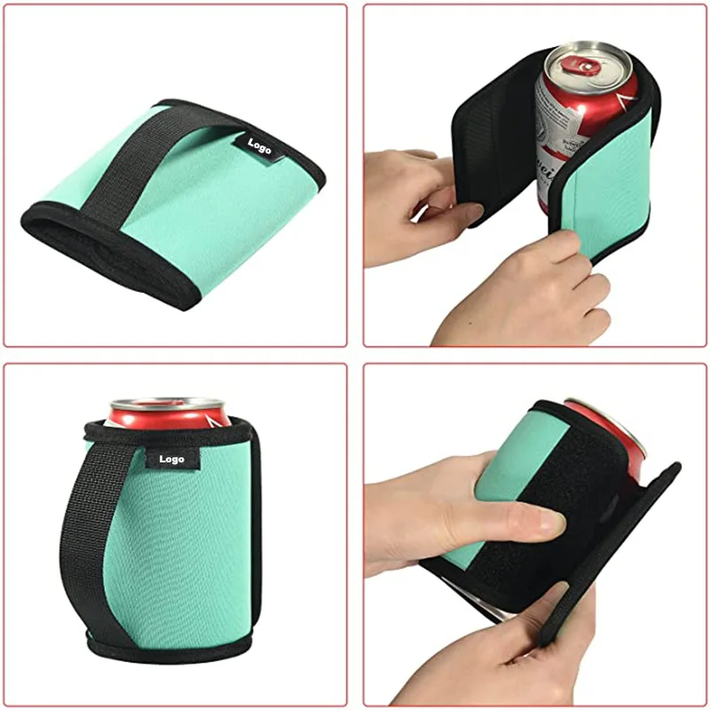 Custom Cooler Sleeve Anti-Slip Neoprene Beer Can Bottle Insulator Cover can holder with Handle for Camping Beverage Drink Cover