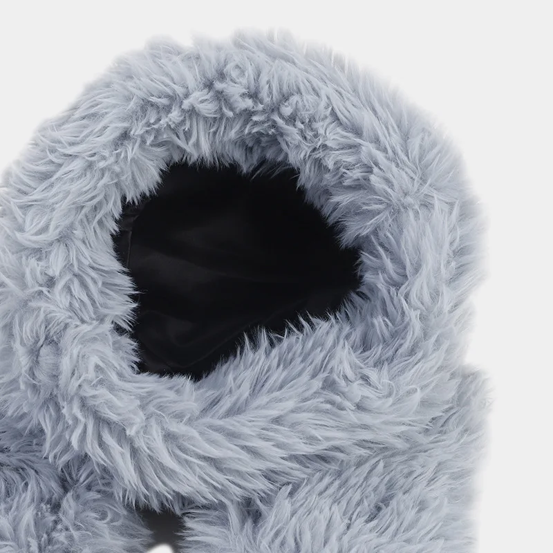 Women Winter Bucket Hat Colorful Rabbit Ears Fluffy Faux Fur Warm Plush Winter Bucket Hats for Women