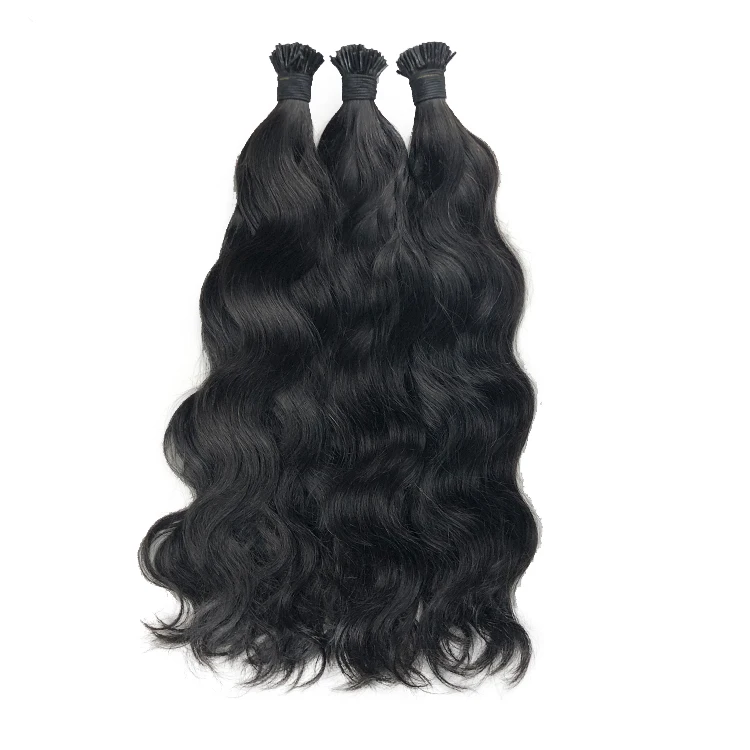 100% Remy Hair Natural Wavy Raw Indian I Tip Micro Link Hair Extension for Black Women with Natural Wave Style