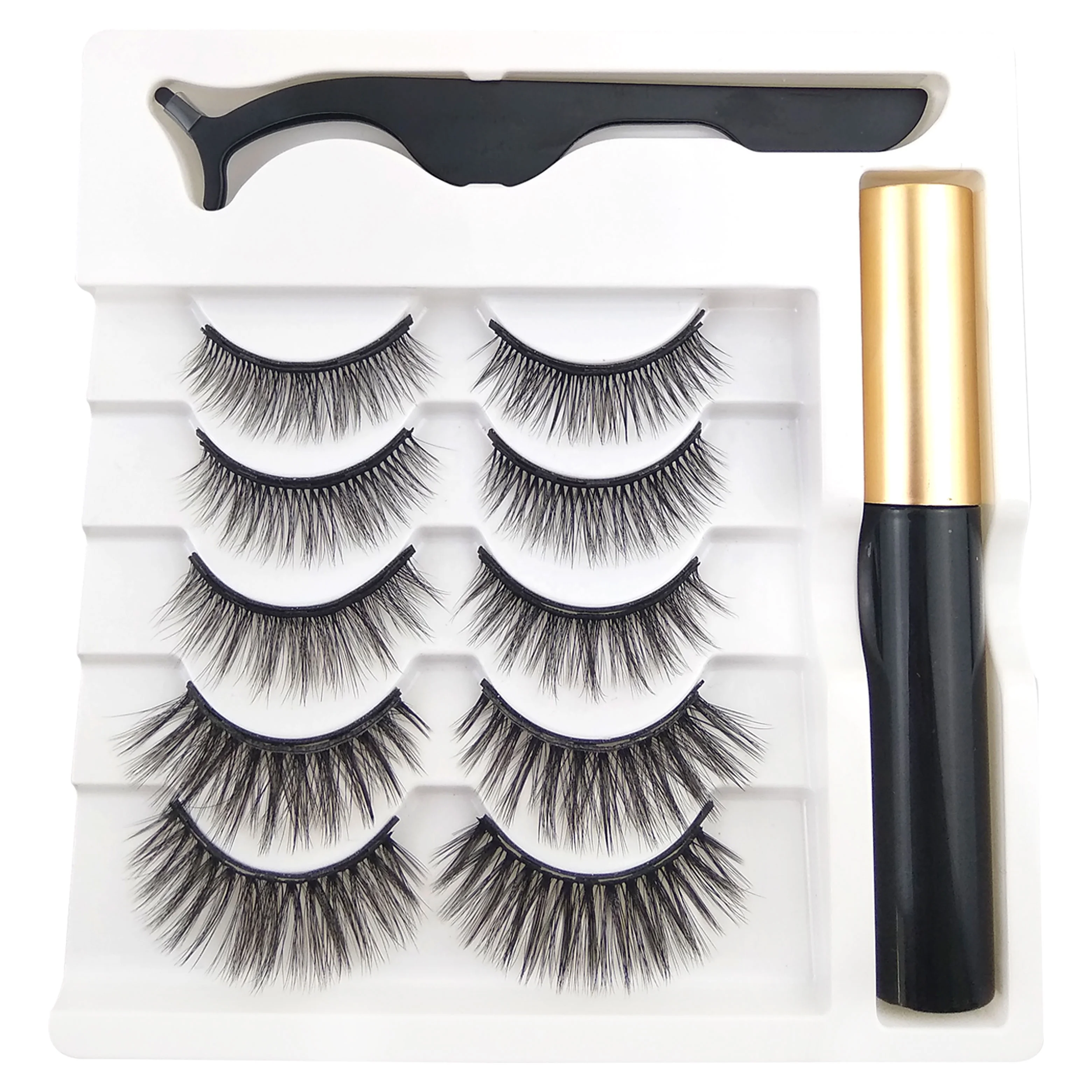 
Wholesale 3D Eyelash Tweezers Packaging Box Set And Magnetic Eyelashes With Eyeliner 