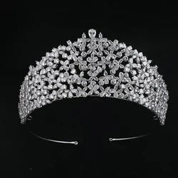 CUNYAN Platinum Plated Zircon Crowns Wedding Crown Headpiece Bridal Hair Accessories Jewelry Women Princess Pageant Crown Tiara