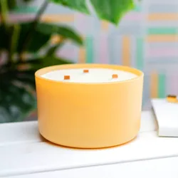 Mescente factory china custom branded blue big scented 3-wick ceramic jar candles