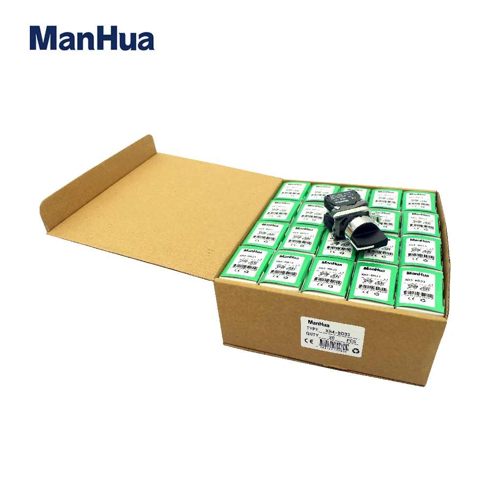 ManHua XB4-BD33 3 way selector switch push button switch  rotary three position 2NO