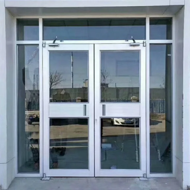 China Factory Corner Doors Commercial KFC Shop Front Door Double Swing Glass Entry Door
