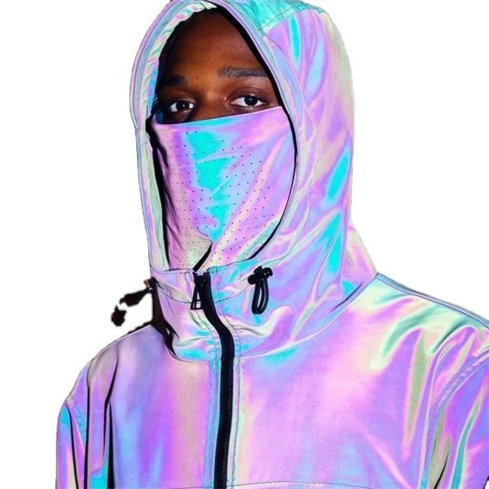 Mens reflective jacket Custom Logo Long Sleeve Running Plain Hoodie High Quality Jacket Men reflective jacket