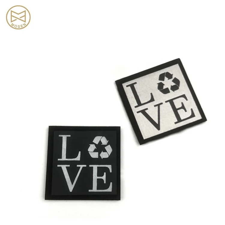 Square Clothing Labels Custom Logo Printed PU Leather Garment Patches