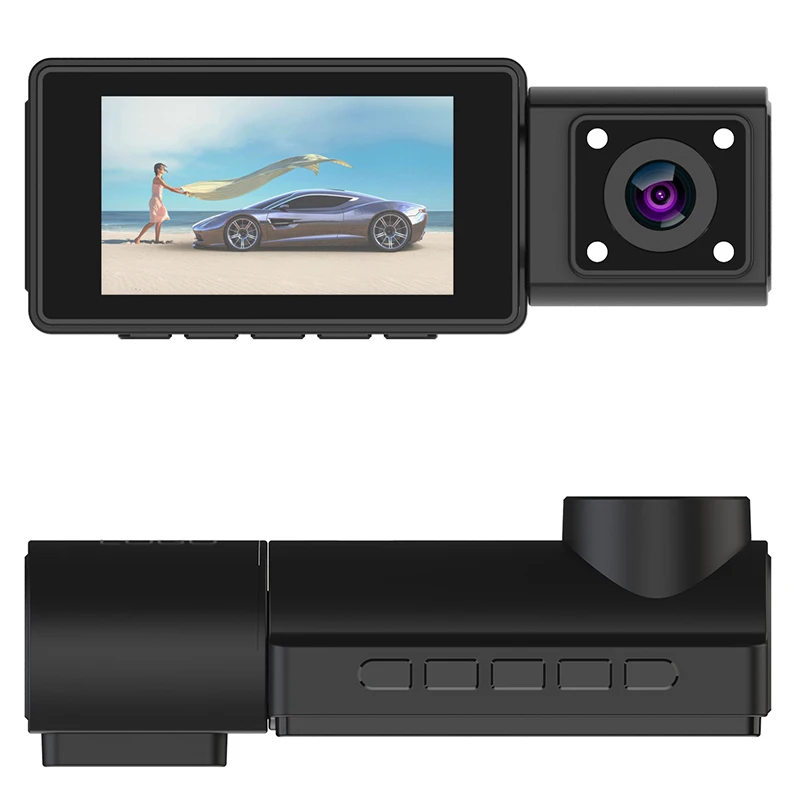 3 Channel Dash Cam Front and Inside 1080P Car DVR Dash Camera G-Sensor Loop Recording Three Way Dash Cam for Taxi Driver