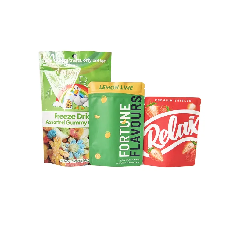 Customized Aluminum Foil Zip Lock Mylar Bags 3g 7g 14g 28g  Stand up Pouches with Printed Design for Food Packaging