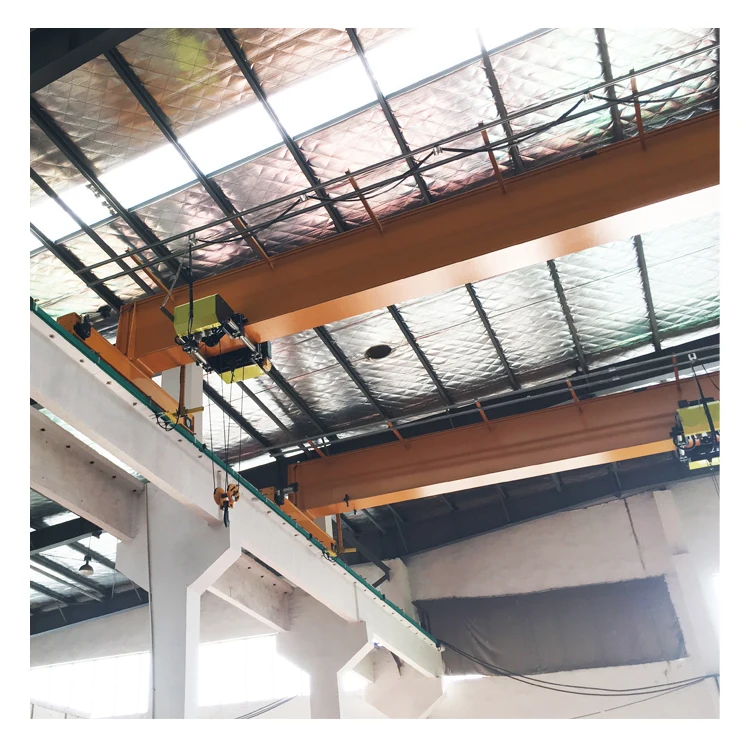 Hot sale 5ton + 5 ton single girder beam overhead bridge crane with double electric hoist and smart Anti-sway device in workshop