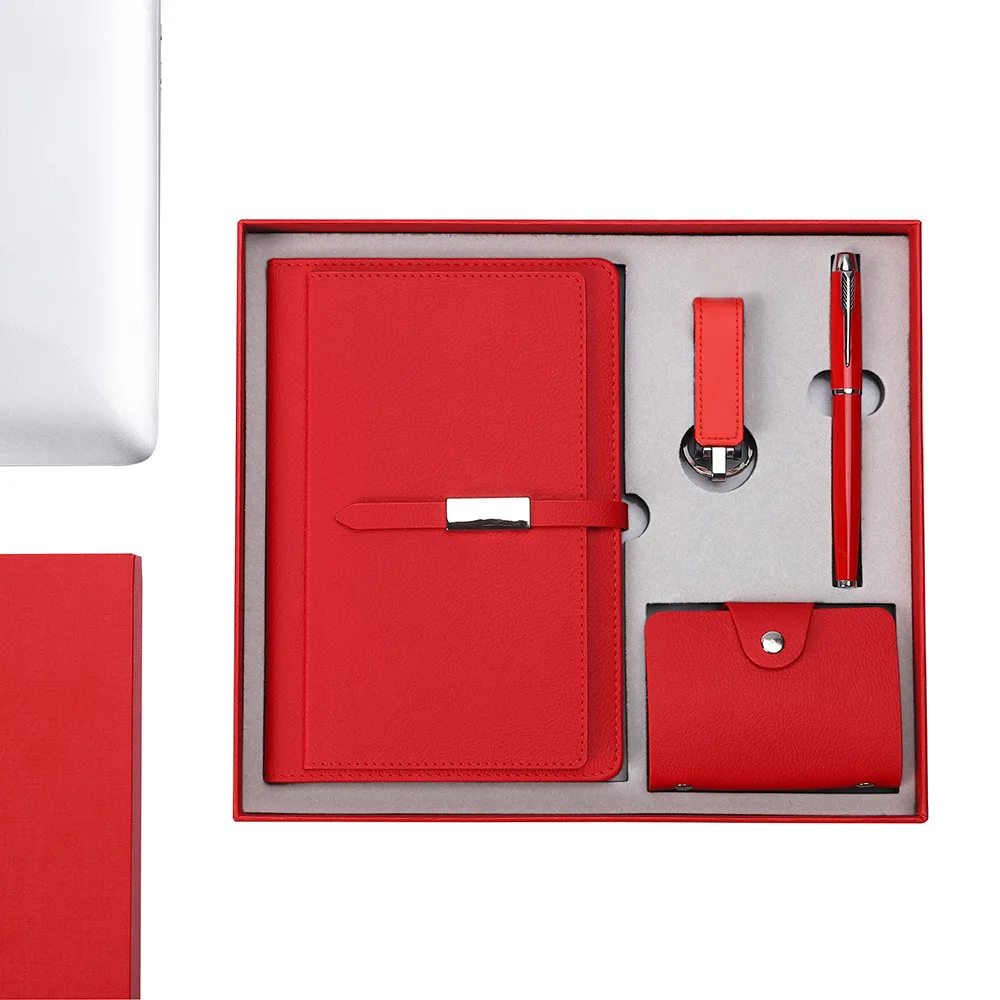 A5 Notebook School Anniversary Gift Business Fine packing Gift Box Set Diary USB flash drive card Holder Customize logo 2023 Set