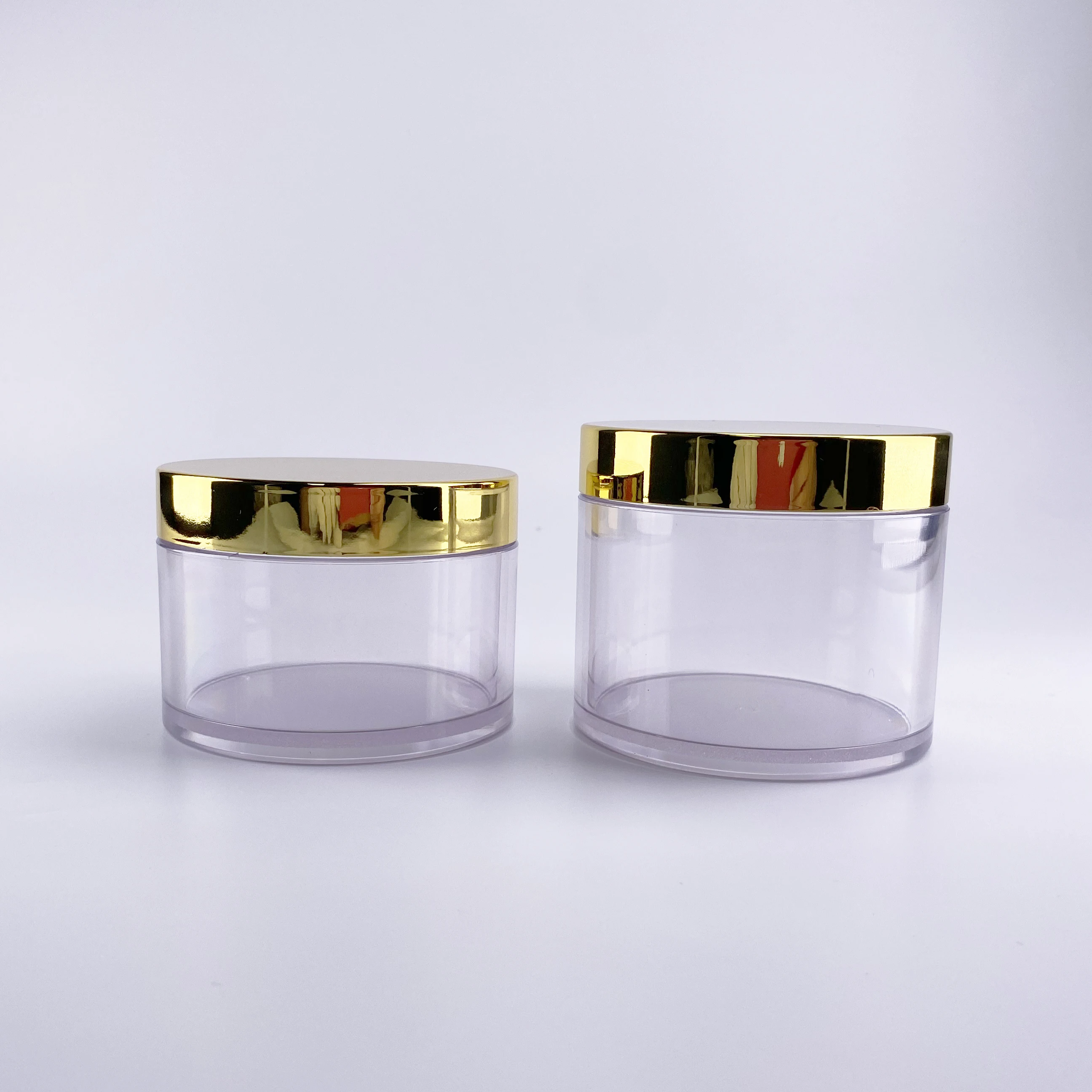 8oz Packaging Container Cosmetics Transparent PETG jar with gold cap for Hair Cream products