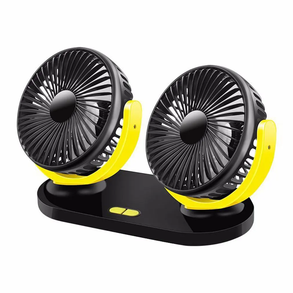 12V/24V Car Universal Double Head and Shaking Head USB Cooling Fan