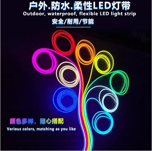 High-Bright LED Neon Sign 12V Flexible Silicone Strip for Outdoor Advertising Landscape DIY Wedding Decor with IP67 Rating