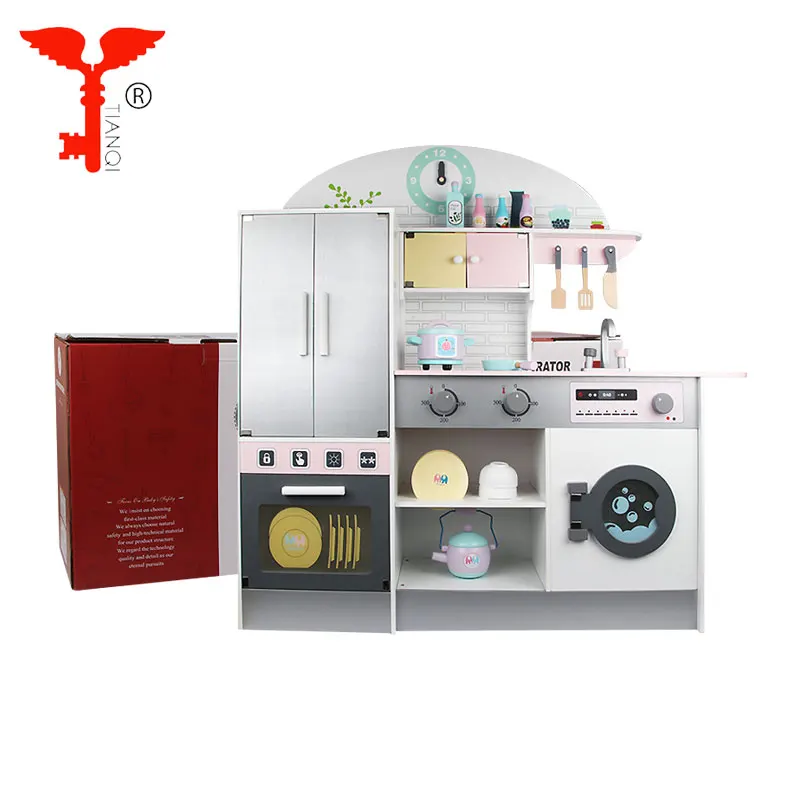 Contemporary kids wooden kitchen toy set for girls
