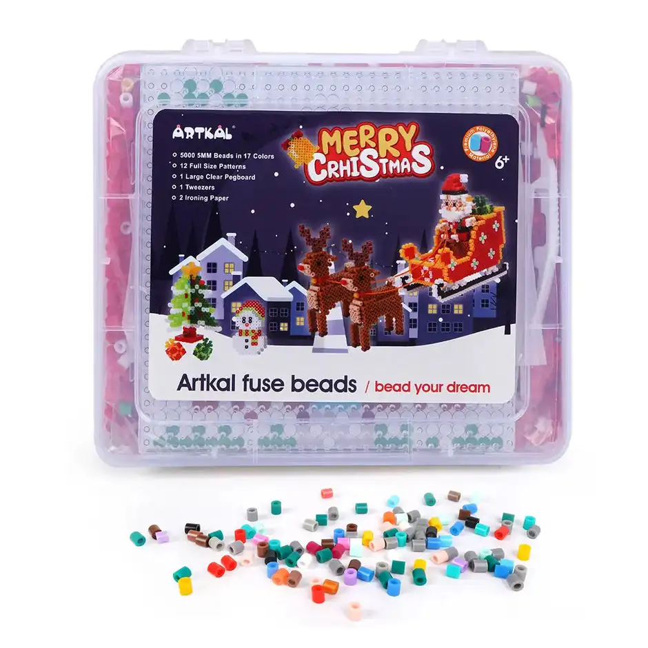 Factory new arrival 2024 christmas gift kids toy ST4023 fuse beads kit 17 colors 5000pcs 5mm midi beads