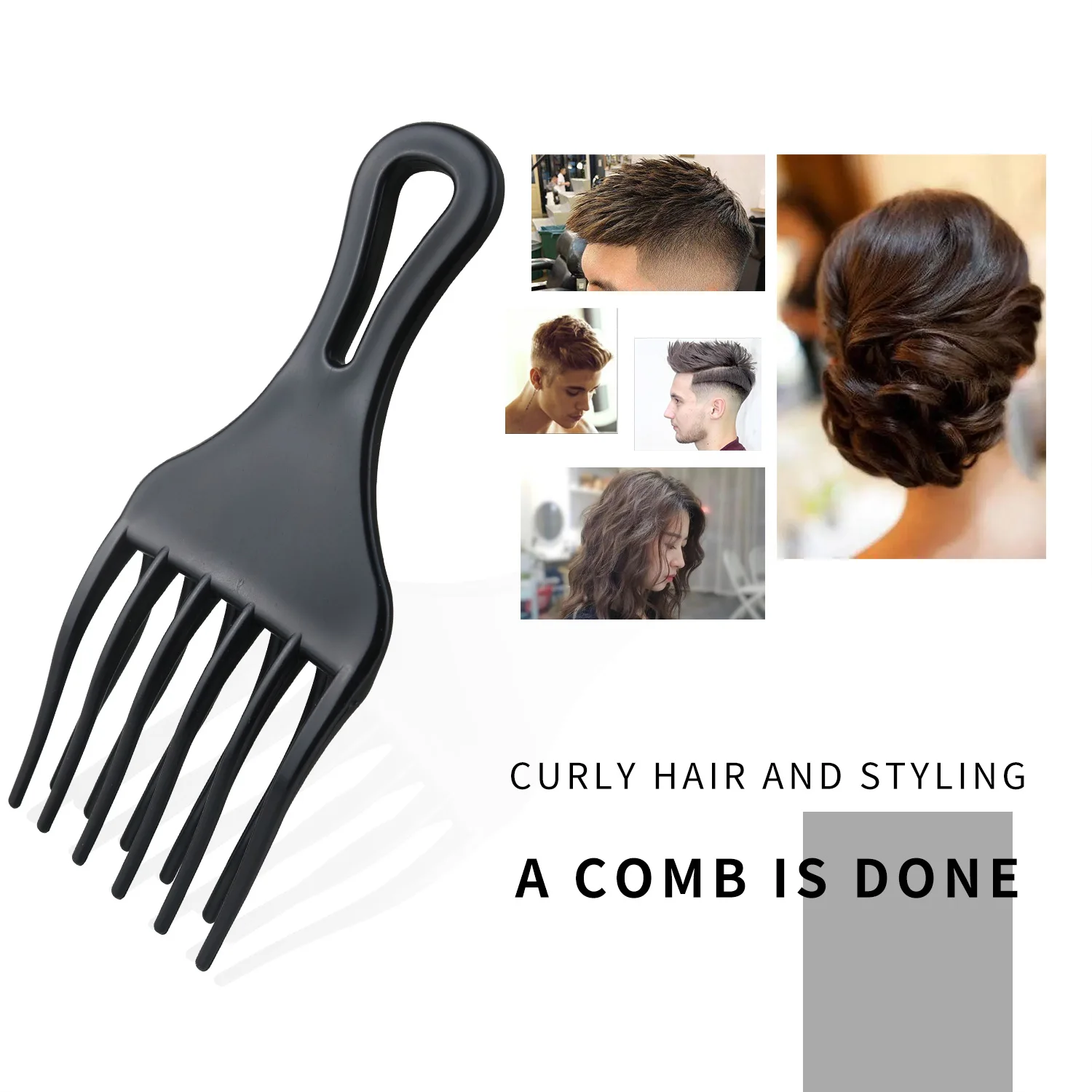 Hair Pick Afro Comb Double Fist Pick Large & Small Plastic Afro Pick Comb Detangle Wig Braid Hair Lift Comb Hair Styling Tool