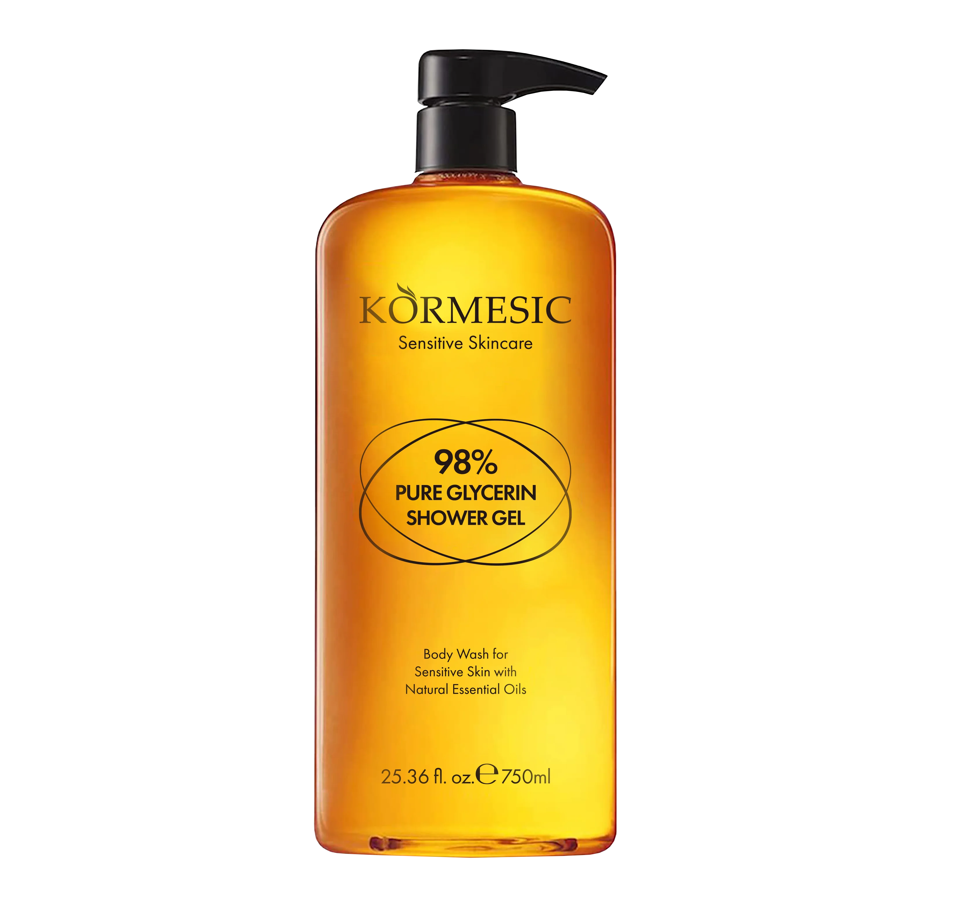 Private Label KORMESIC 98% Pure Glycerin Shower Gel Body Wash For Sensitive Skin Natural Essential Oil