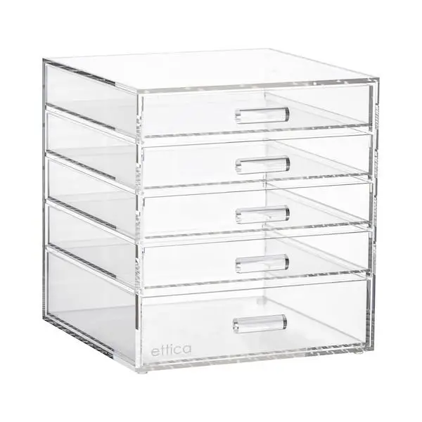 Acrylic Cosmetics Organizer Box with 5 Drawers Clear Acrylic Jewelry Chest with Drawers