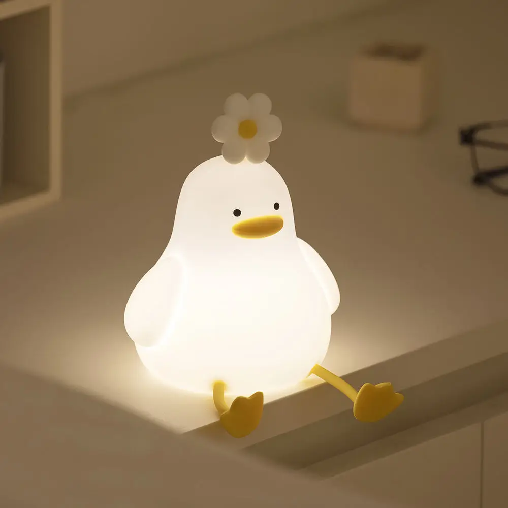 YIZHI Lovely Cartoon Flower Duck Silicone Light 1200mAh Rechargeable Baby Sleeping Night Light with Usb Data Cable