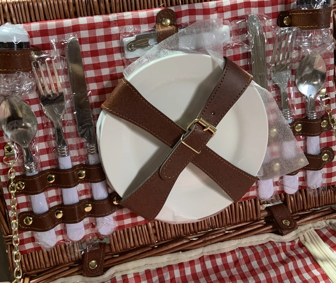 Корзина для пикника идеально подходит для семейного кемпинга, роскошная плетеная корзина