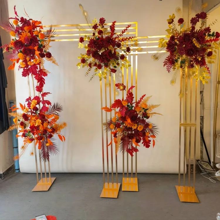 Zhuoyun Factory Direct Flower Frame Gold Metal Arch Backdrop Wedding Decoration