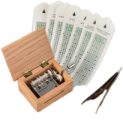 15-tone wooden hand music box. Gift Custom Funny Wood Logo