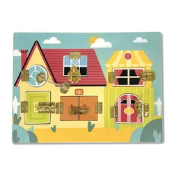 KIU wood  montessori busy board for toddlers wooden Educational Locks and Latches Board Travel Toy for Infant