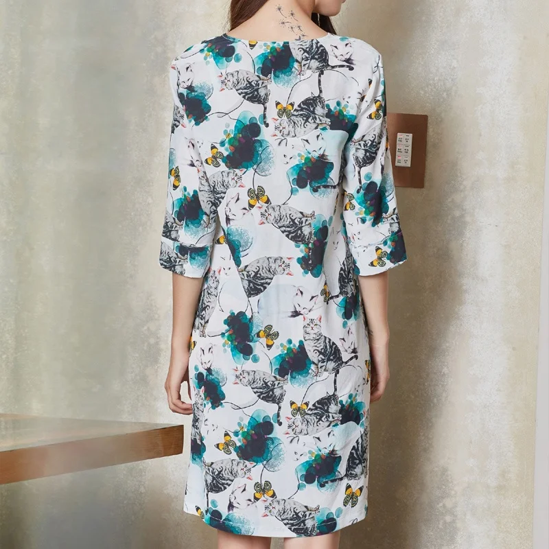 Brand OEM ODM Wholesale Hot Pink Pure Silk Crepe Stone Washed Basic V Neck A Line Tunic Dress for female