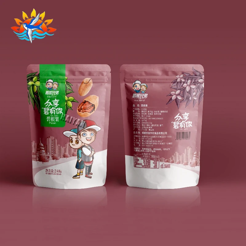 Flexible Package Resealable Pouch Packaging Zipper Stand Up Bag Plastic For pecans