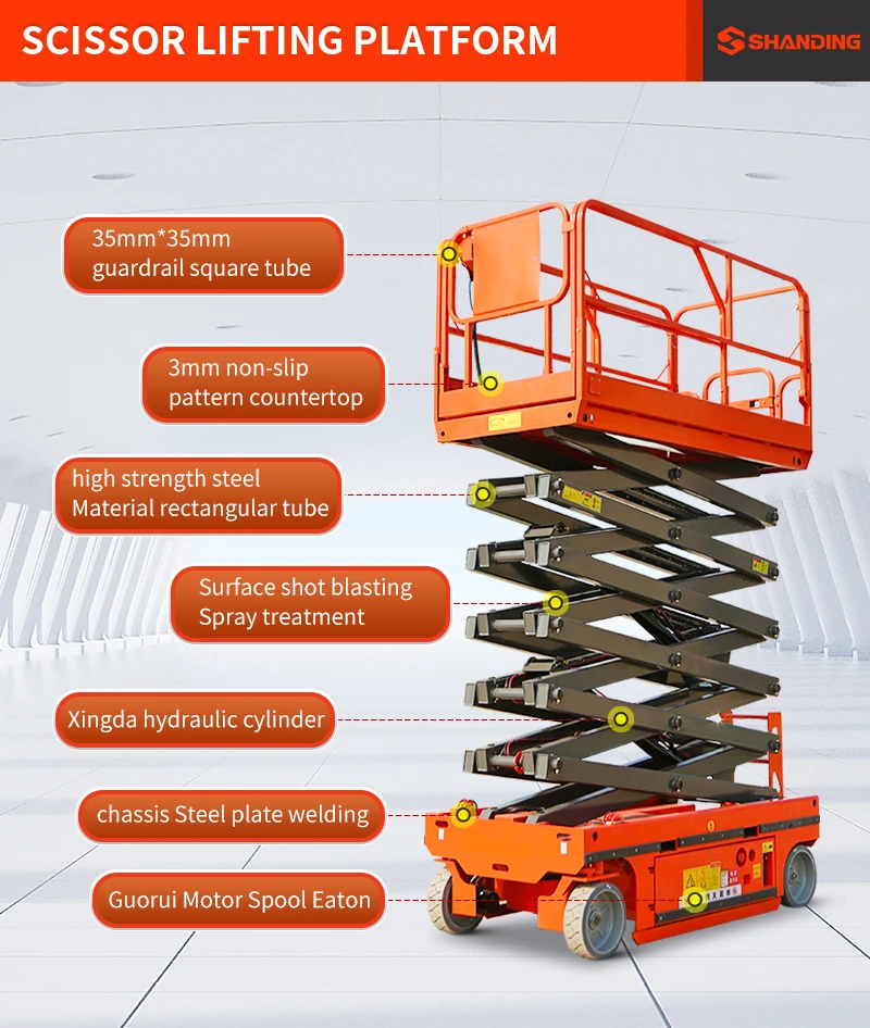 Portable Scissor Lift Elevator Movable Hydraulic Aerial Lifting Platform GTJZ-10