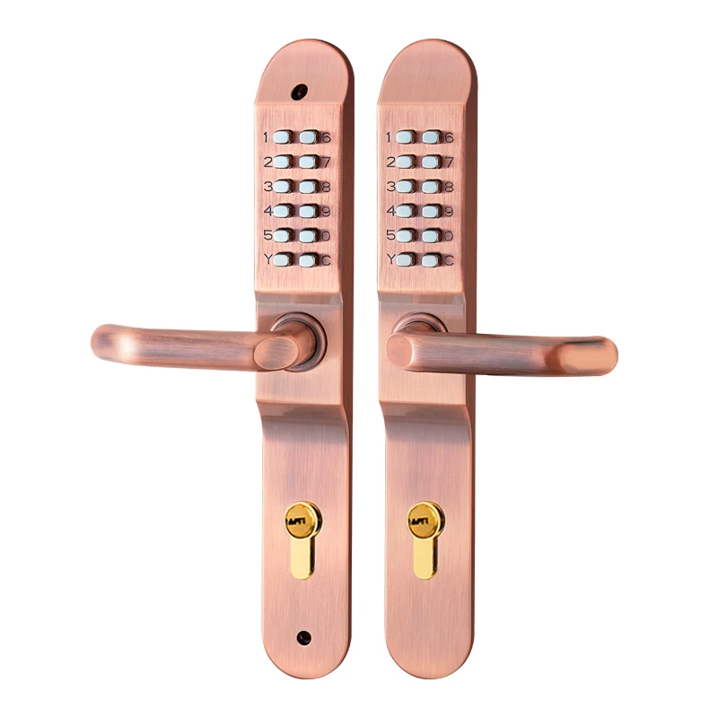 Outdoor double-sided mechanical password lock waterproof not hollow out aluminum art garden door garden key password lock