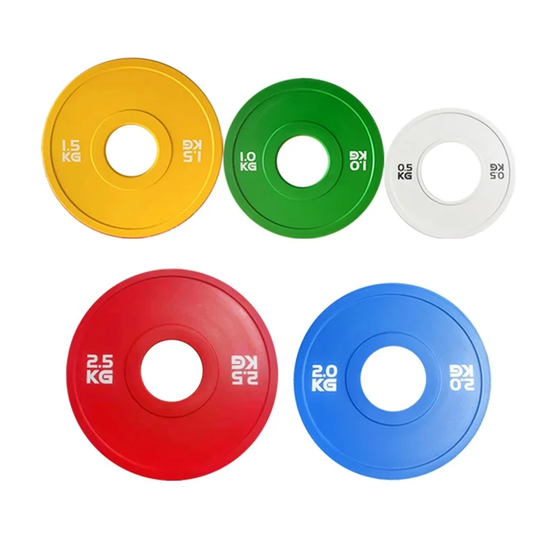 Colorful Rubber Barbell Bumper Plate Large Hole Grip Plate with Small Grids Various Sizes 2kg Weight for Training OEM ODM Logo