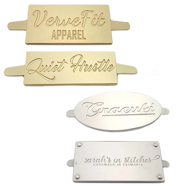 2024 Zinc alloy engraved metal bag tags custom handbag metal label plate for luggage