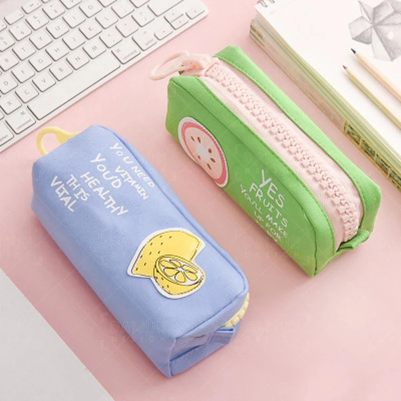 Custom Large Capacity Canvas Pen Pencil Case Bag Makeup Bag Marker Cute Kawaii Storage Pouch Stationery Bag for school
