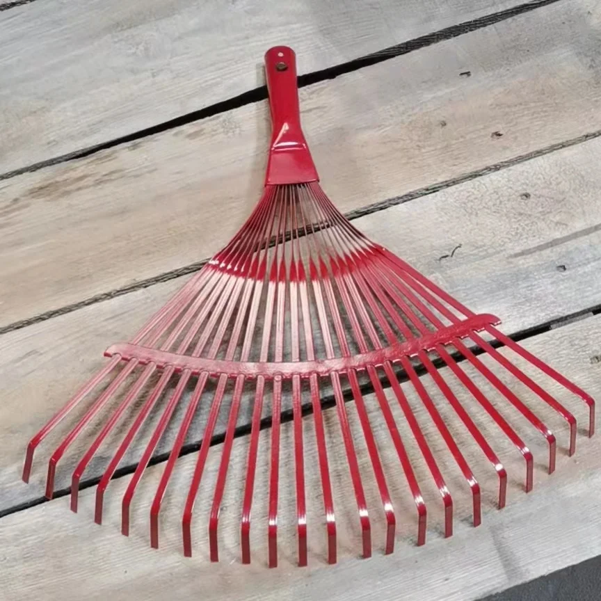 Hand Leaf Rakes 22 Teeth With Wooden Handle High Quality Land Clearing Rake Leaf Grabber Rake