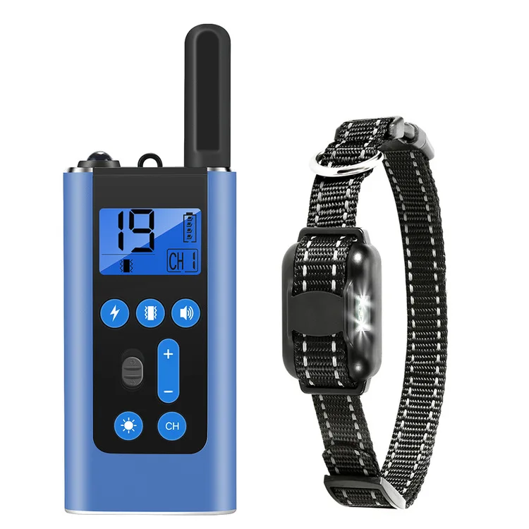 Colorful Aluminum Plate Individual Buttons Behavior Training Dog Bark Collar 20 Level Blue Backlight Remote Dog Anti Bark Device
