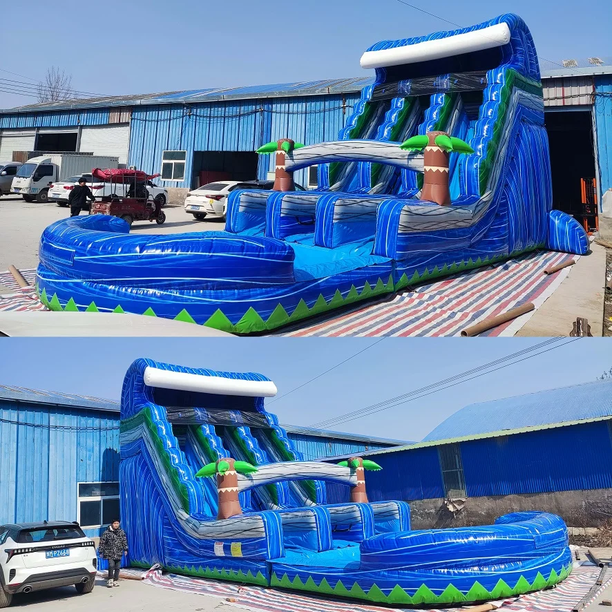 Inflatable water slide commercial inflatable dry slides with swimming pool inflatable waterslide double for adults